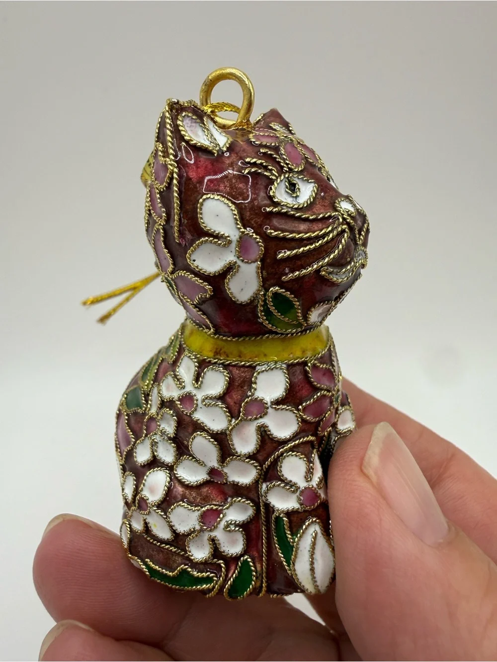 Vintage cloisonné Cat Ornament